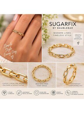 Sugarfix By Baublebar Gold Link Chain Ring -Size 7